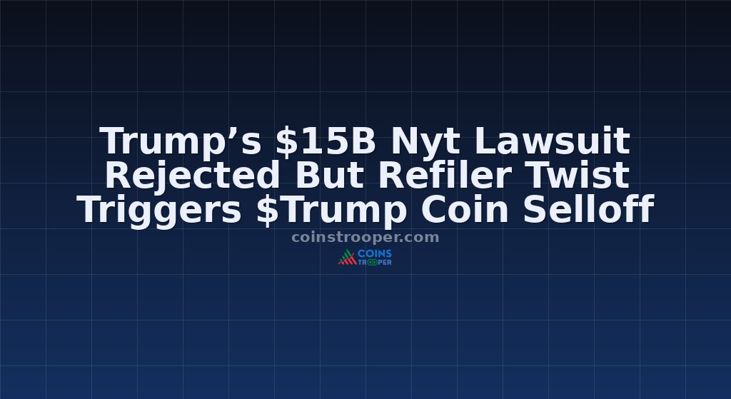 Trump’s $15B Nyt Lawsuit Rejected But Refiler Twist Triggers $Trump Coin Selloff