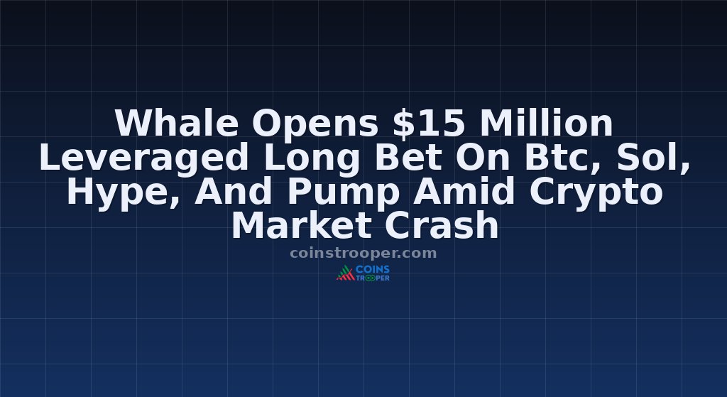 Whale Opens $15 Million Leveraged Long Bet On Btc, Sol, Hype, And Pump Amid Crypto Market Crash