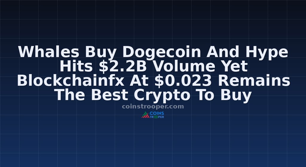 Whales Buy Dogecoin And Hype Hits $2.2B Volume Yet Blockchainfx At $0.023 Remains The Best Crypto To Buy
