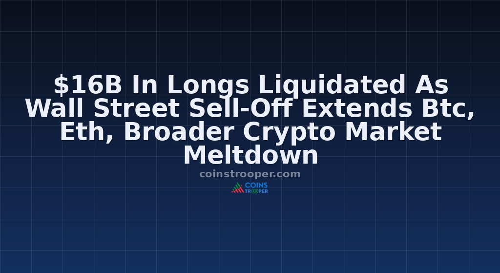 $16B In Longs Liquidated As Wall Street Sell-Off Extends Btc, Eth, Broader Crypto Market Meltdown