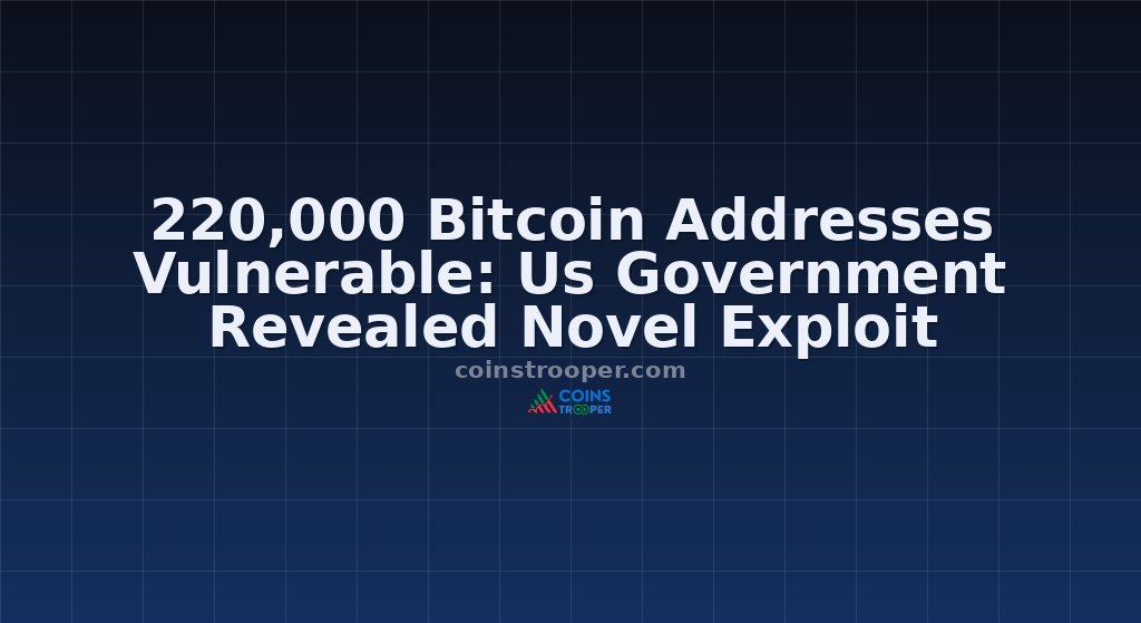 220,000 Bitcoin Addresses Vulnerable: Us Government Revealed Novel Exploit
