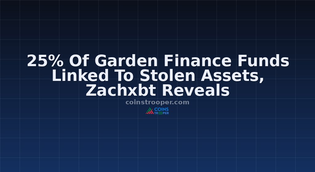 25% Of Garden Finance Funds Linked To Stolen Assets, Zachxbt Reveals