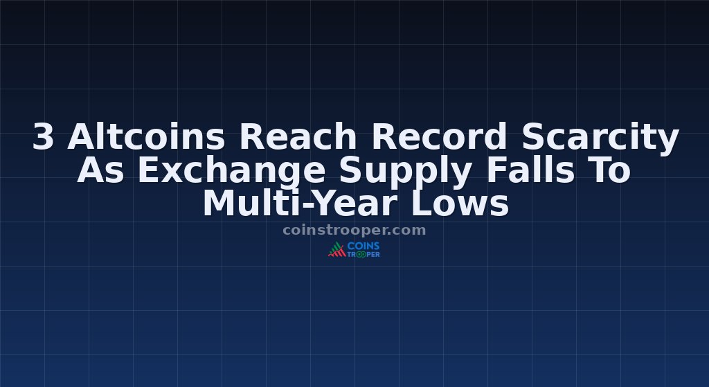 3 Altcoins Reach Record Scarcity As Exchange Supply Falls To Multi-Year Lows