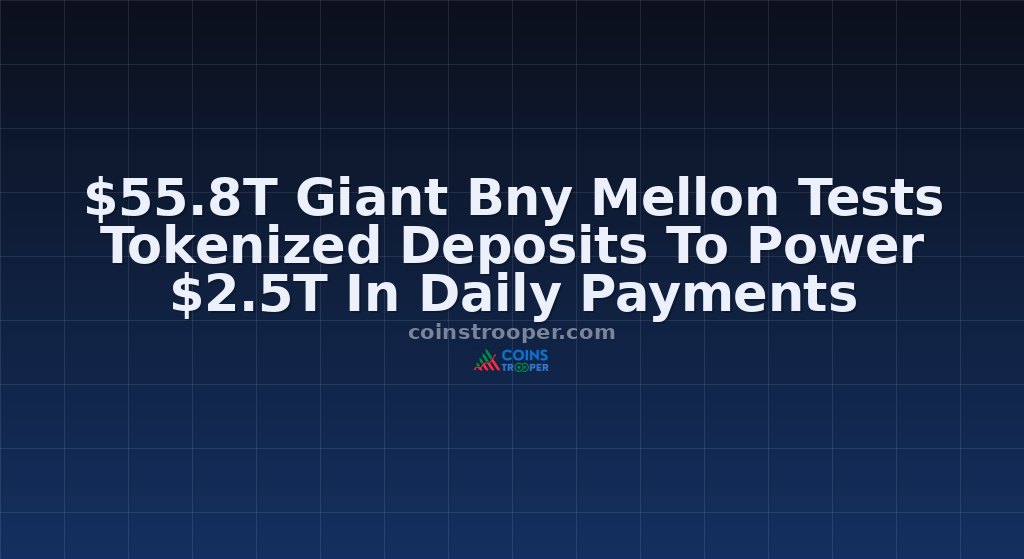 $55.8T Giant Bny Mellon Tests Tokenized Deposits To Power $2.5T In Daily Payments