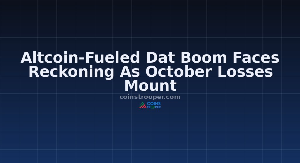 Altcoin-Fueled Dat Boom Faces Reckoning As October Losses Mount