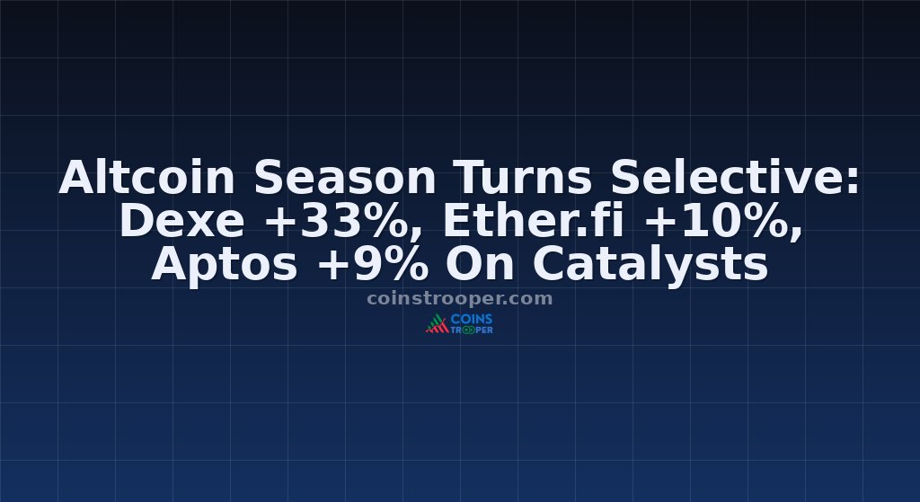 Altcoin Season Turns Selective: Dexe +33%, Ether.fi +10%, Aptos +9% On Catalysts
