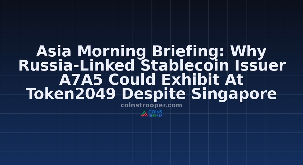 Asia Morning Briefing: Why Russia-Linked Stablecoin Issuer A7A5 Could Exhibit At Token2049 Despite Singapore Sanctions