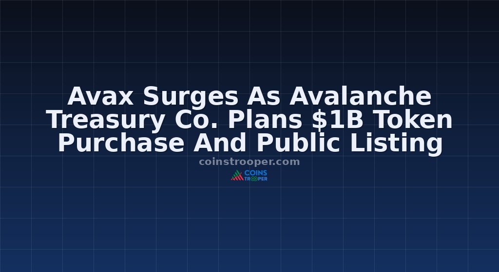 Avax Surges As Avalanche Treasury Co. Plans $1B Token Purchase And Public Listing