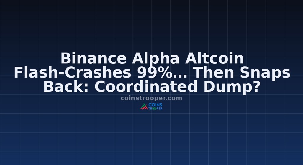 Binance Alpha Altcoin Flash-Crashes 99%… Then Snaps Back: Coordinated Dump?