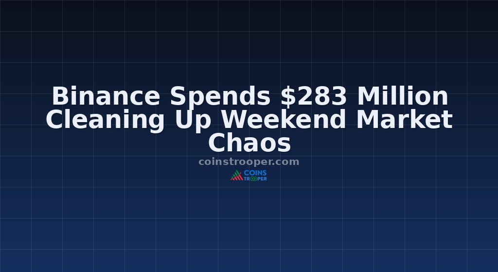 Binance Spends $283 Million Cleaning Up Weekend Market Chaos