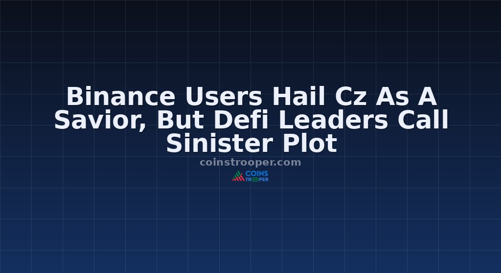 Binance Users Hail Cz As A Savior, But Defi Leaders Call Sinister Plot