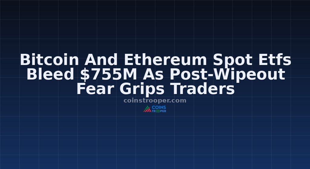 Bitcoin And Ethereum Spot Etfs Bleed $755M As Post-Wipeout Fear Grips Traders