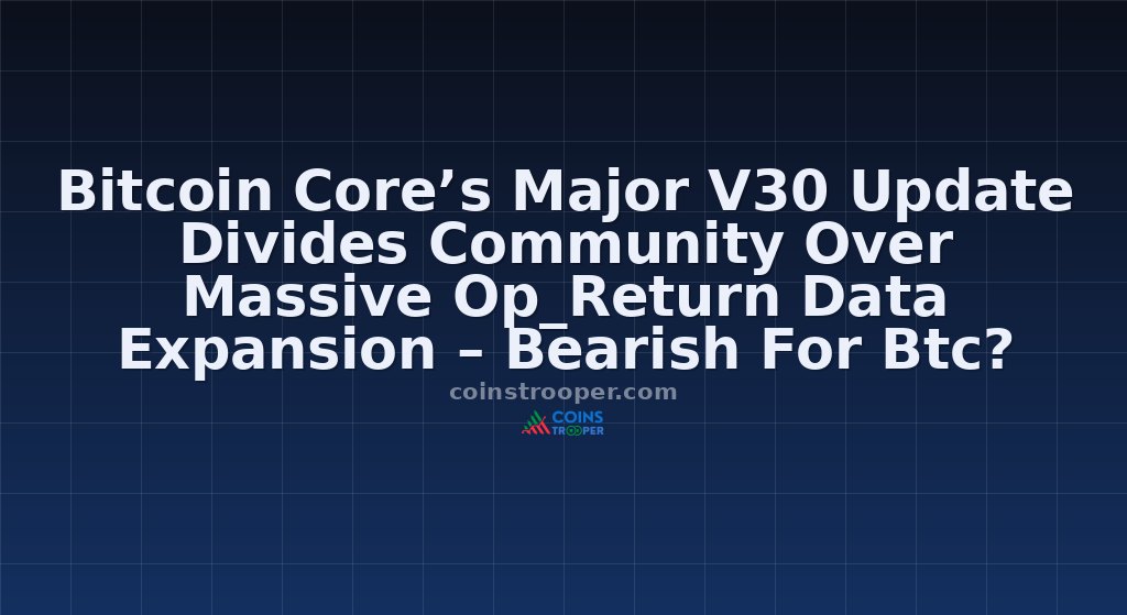 Bitcoin Core’s Major V30 Update Divides Community Over Massive Op_Return Data Expansion – Bearish For Btc?