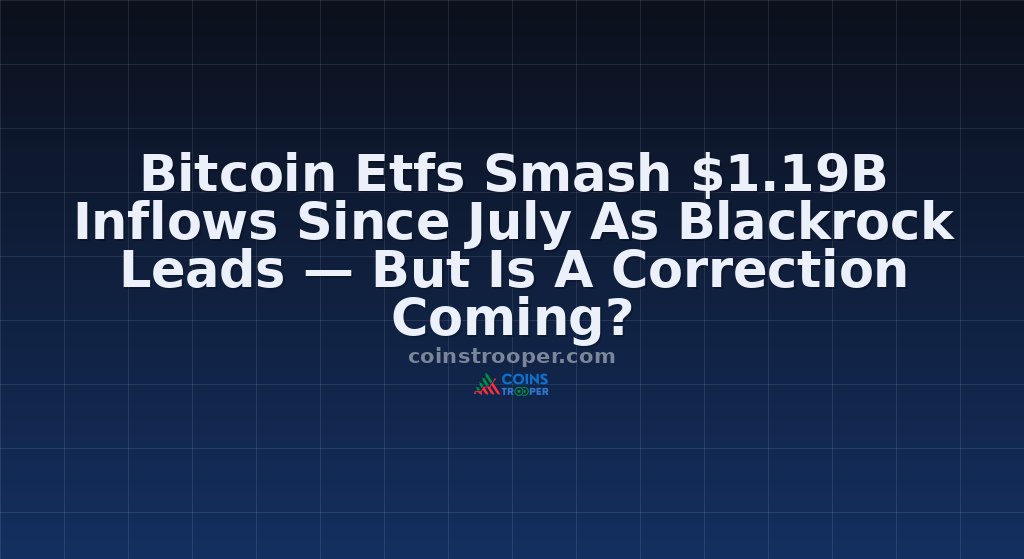 Bitcoin Etfs Smash $1.19B Inflows Since July As Blackrock Leads — But Is A Correction Coming?