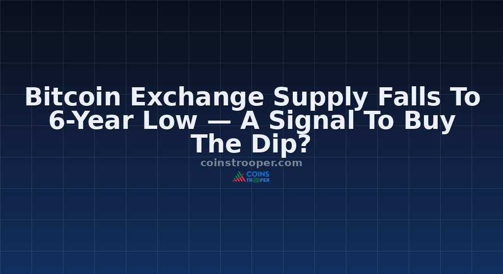 Bitcoin Exchange Supply Falls To 6-Year Low — A Signal To Buy The Dip?
