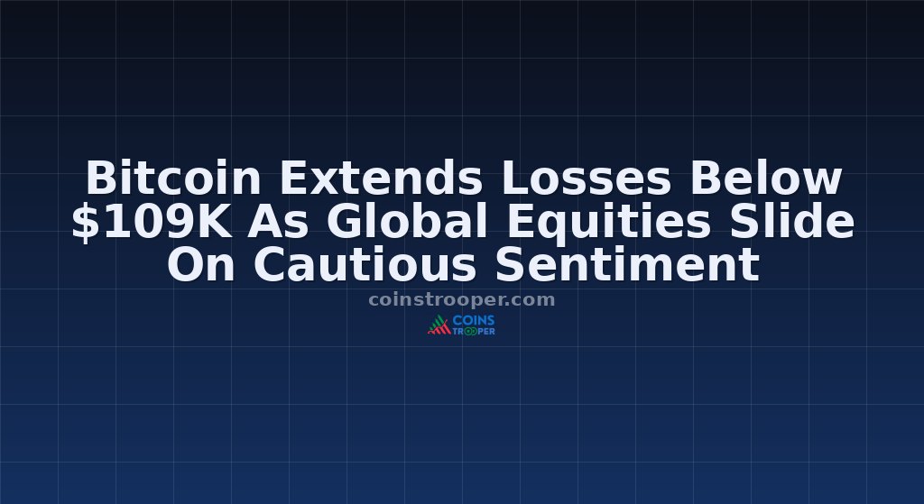 Bitcoin Extends Losses Below $109K As Global Equities Slide On Cautious Sentiment