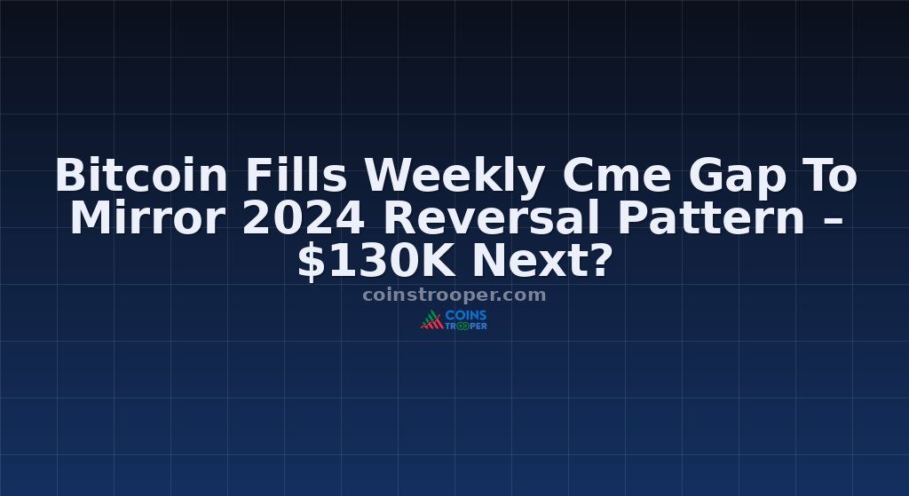 Bitcoin Fills Weekly Cme Gap To Mirror 2024 Reversal Pattern – $130K Next?