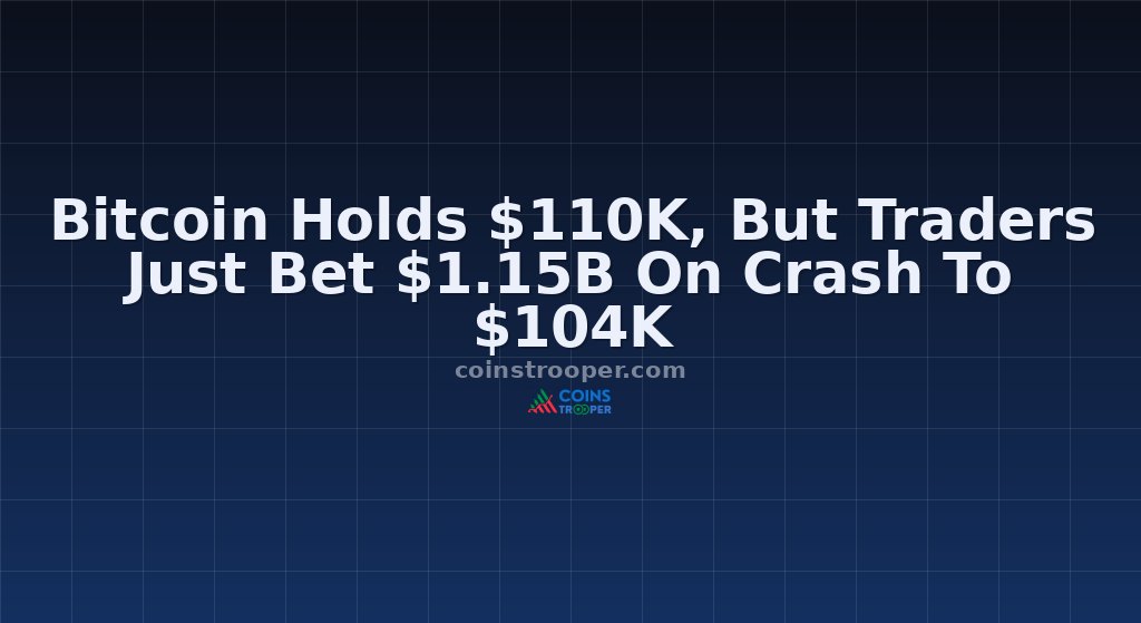 Bitcoin Holds $110K, But Traders Just Bet $1.15B On Crash To $104K