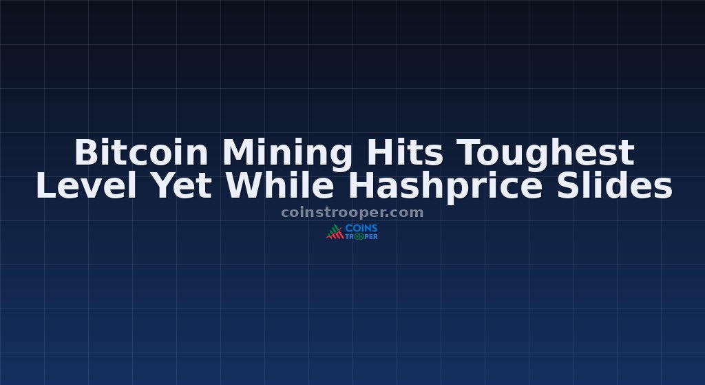 Bitcoin Mining Hits Toughest Level Yet While Hashprice Slides