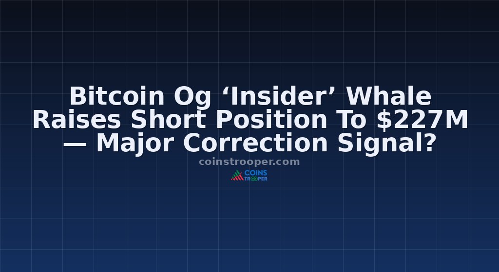 Bitcoin Og ‘Insider’ Whale Raises Short Position To $227M — Major Correction Signal?