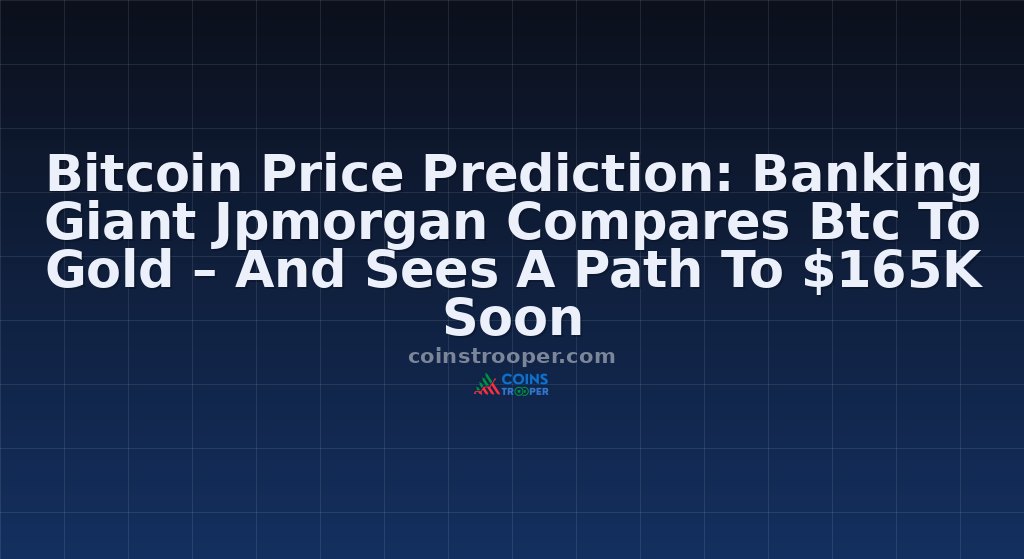 Bitcoin Price Prediction: Banking Giant Jpmorgan Compares Btc To Gold – And Sees A Path To $165K Soon