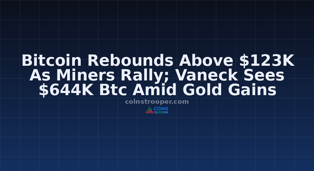Bitcoin Rebounds Above $123K As Miners Rally; Vaneck Sees $644K Btc Amid Gold Gains