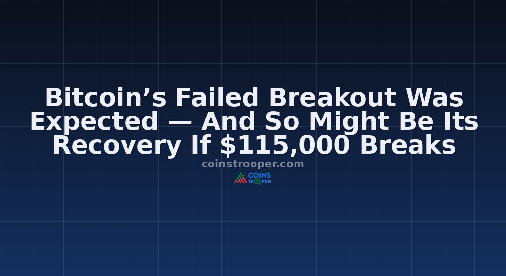 Bitcoin’s Failed Breakout Was Expected — And So Might Be Its Recovery If $115,000 Breaks
