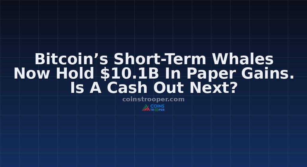 Bitcoin’s Short-Term Whales Now Hold $10.1B In Paper Gains. Is A Cash Out Next?
