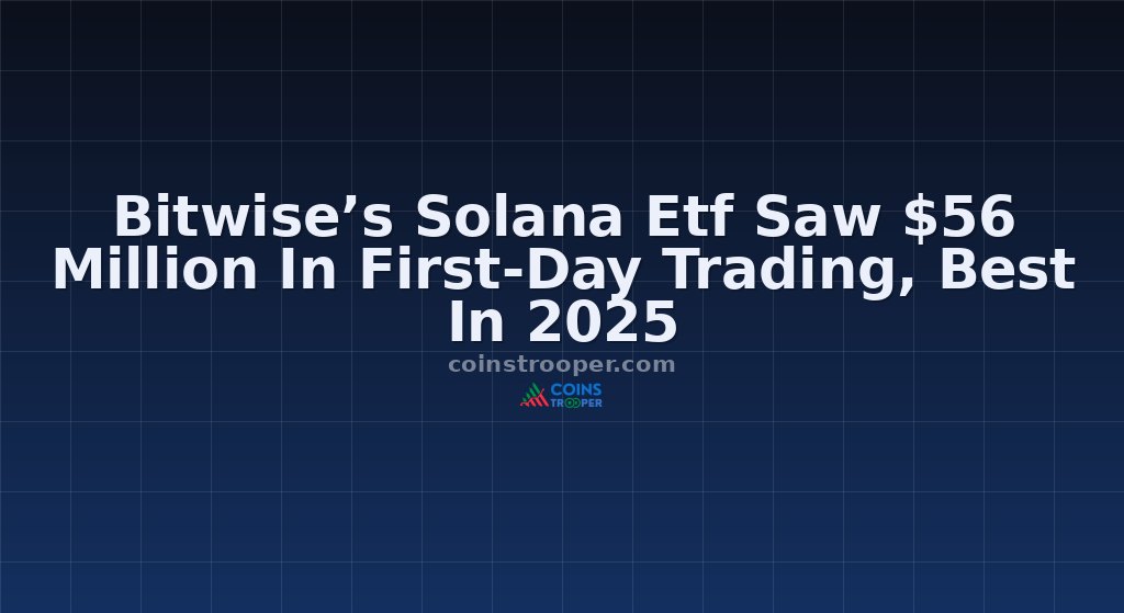 Bitwise’s Solana Etf Saw $56 Million In First-Day Trading, Best In 2025