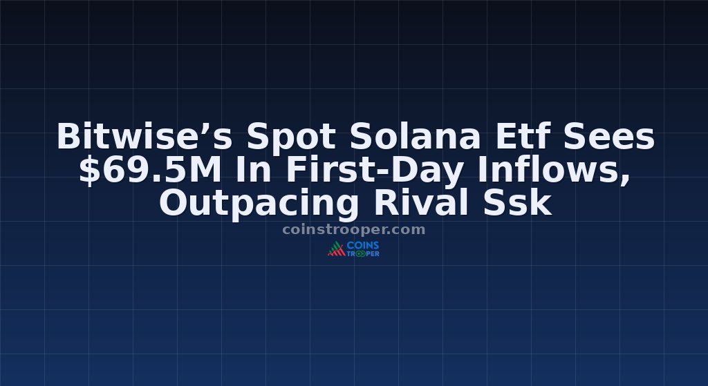 Bitwise’s Spot Solana Etf Sees $69.5M In First-Day Inflows, Outpacing Rival Ssk