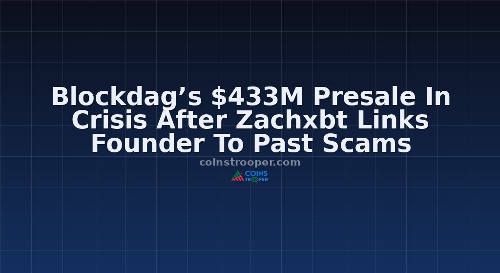 Blockdag’s $433M Presale In Crisis After Zachxbt Links Founder To Past Scams