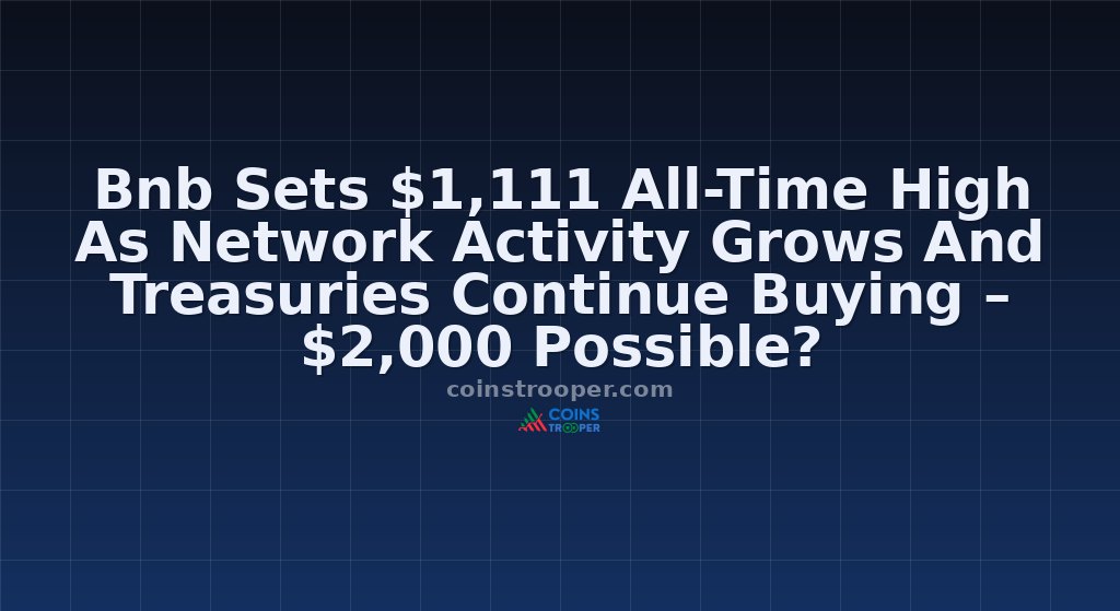 Bnb Sets $1,111 All-Time High As Network Activity Grows And Treasuries Continue Buying – $2,000 Possible?