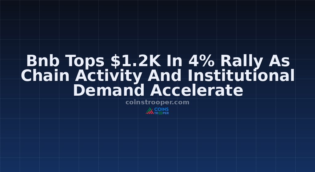 Bnb Tops $1.2K In 4% Rally As Chain Activity And Institutional Demand Accelerate