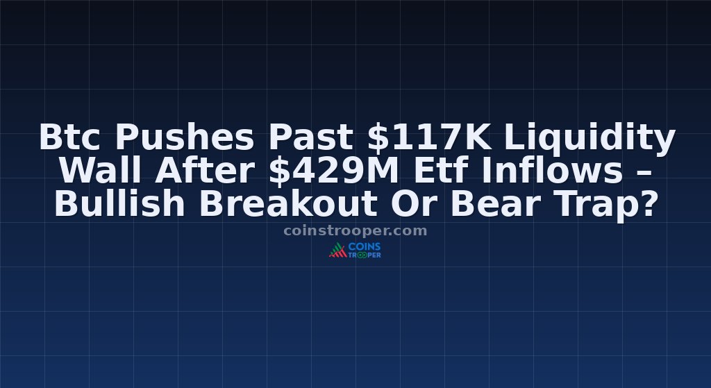 Btc Pushes Past $117K Liquidity Wall After $429M Etf Inflows – Bullish Breakout Or Bear Trap?