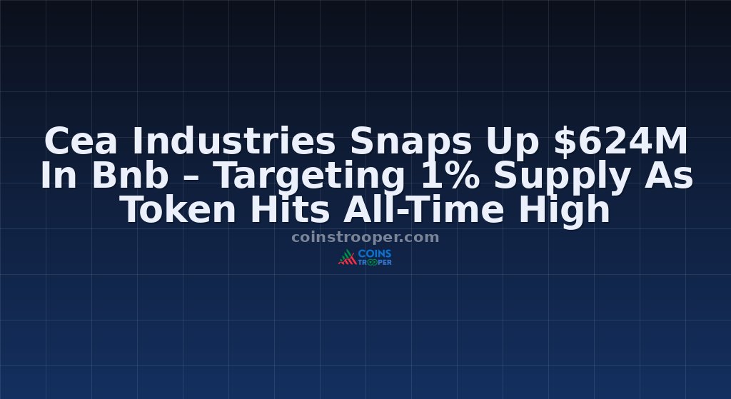 Cea Industries Snaps Up $624M In Bnb – Targeting 1% Supply As Token Hits All-Time High
