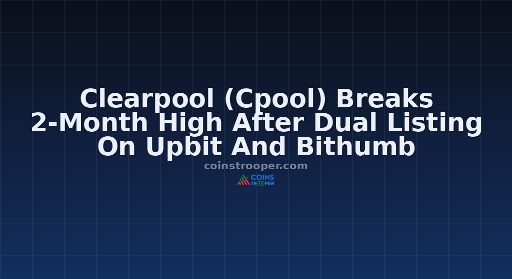 Clearpool (Cpool) Breaks 2-Month High After Dual Listing On Upbit And Bithumb