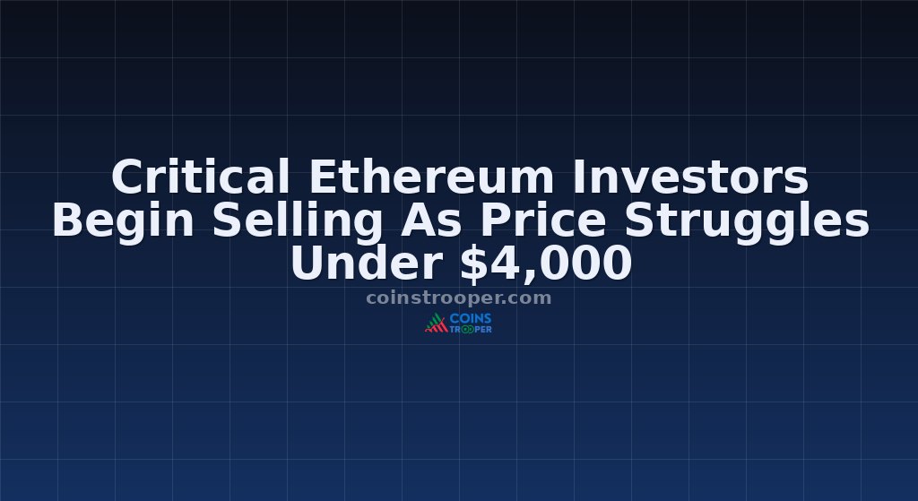 Critical Ethereum Investors Begin Selling As Price Struggles Under $4,000