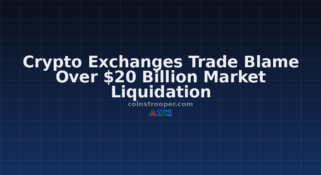 Crypto Exchanges Trade Blame Over $20 Billion Market Liquidation