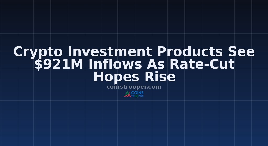 Crypto Investment Products See $921M Inflows As Rate-Cut Hopes Rise
