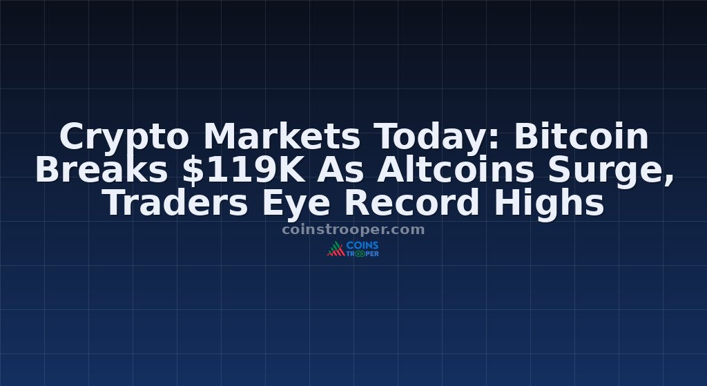 Crypto Markets Today: Bitcoin Breaks $119K As Altcoins Surge, Traders Eye Record Highs