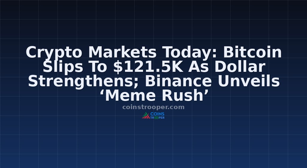 Crypto Markets Today: Bitcoin Slips To $121.5K As Dollar Strengthens; Binance Unveils ‘Meme Rush’