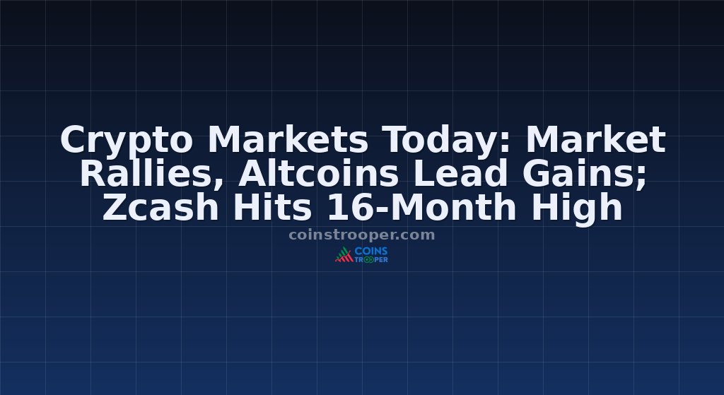 Crypto Markets Today: Market Rallies, Altcoins Lead Gains; Zcash Hits 16-Month High