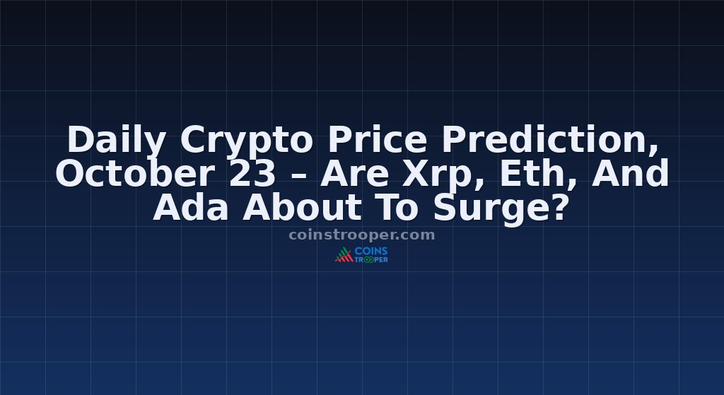Daily Crypto Price Prediction, October 23 – Are Xrp, Eth, And Ada About To Surge?