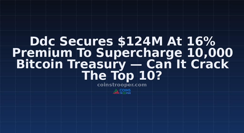 Ddc Secures $124M At 16% Premium To Supercharge 10,000 Bitcoin Treasury — Can It Crack The Top 10?