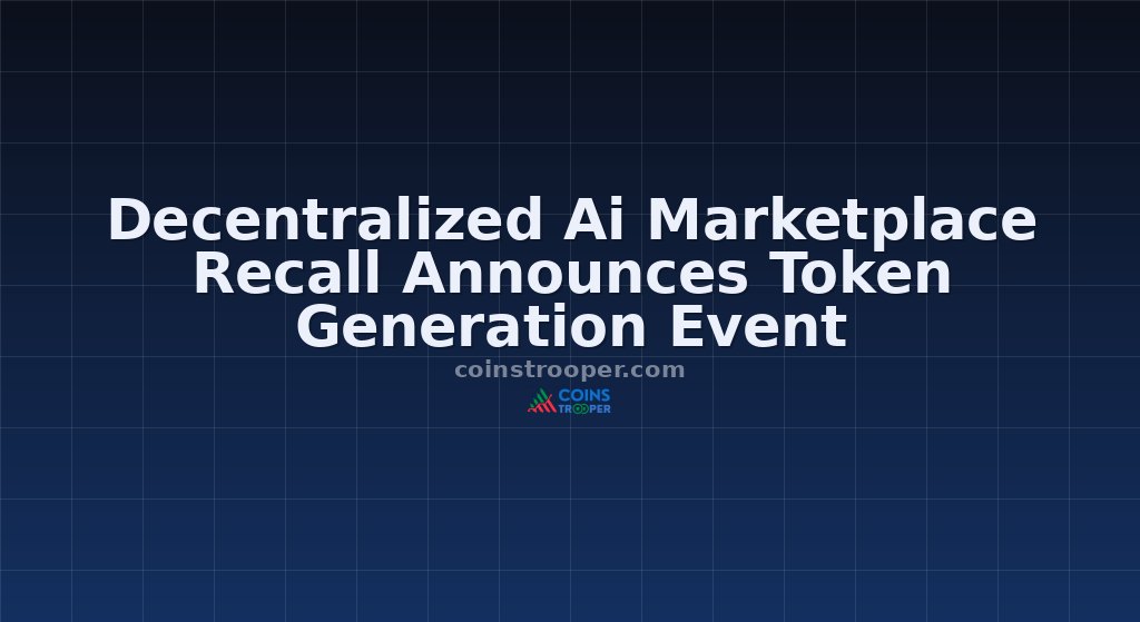 Decentralized Ai Marketplace Recall Announces Token Generation Event