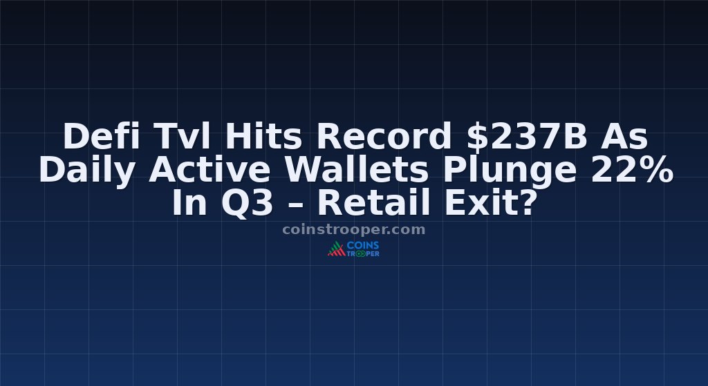 Defi Tvl Hits Record $237B As Daily Active Wallets Plunge 22% In Q3 – Retail Exit?