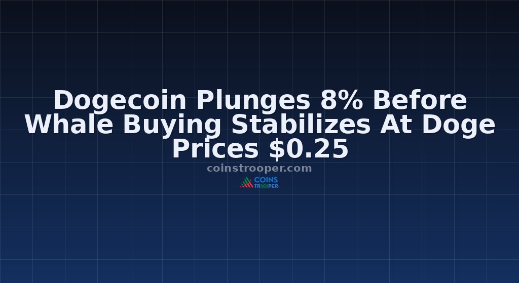 Dogecoin Plunges 8% Before Whale Buying Stabilizes At Doge Prices $0.25