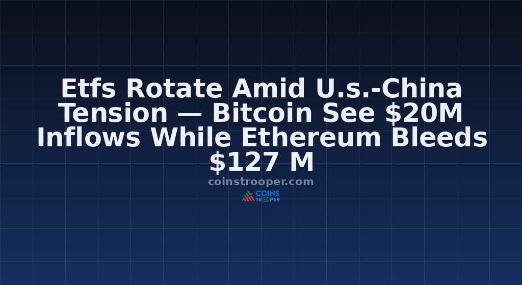 Etfs Rotate Amid U.s.-China Tension — Bitcoin See $20M Inflows While Ethereum Bleeds $127 M