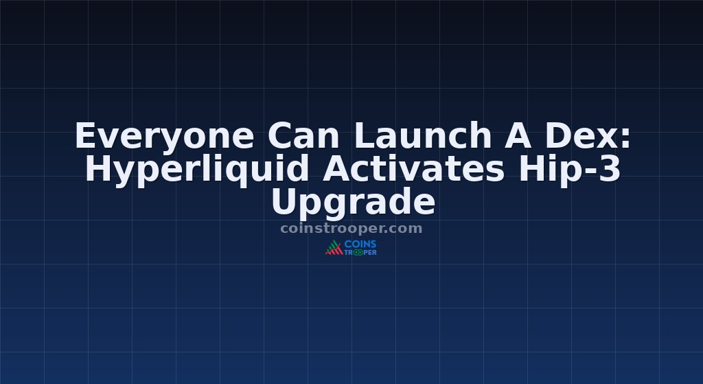 Everyone Can Launch A Dex: Hyperliquid Activates Hip-3 Upgrade