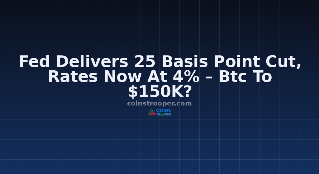 Fed Delivers 25 Basis Point Cut, Rates Now At 4% – Btc To $150K?